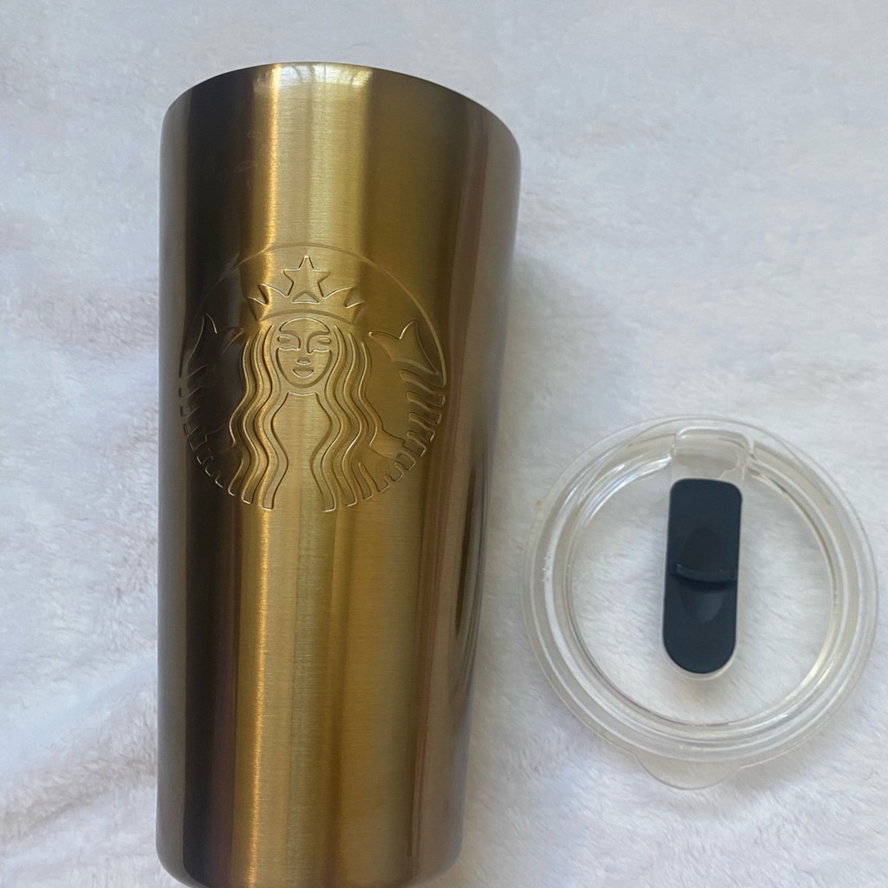 Starbucks gold metal travel cup